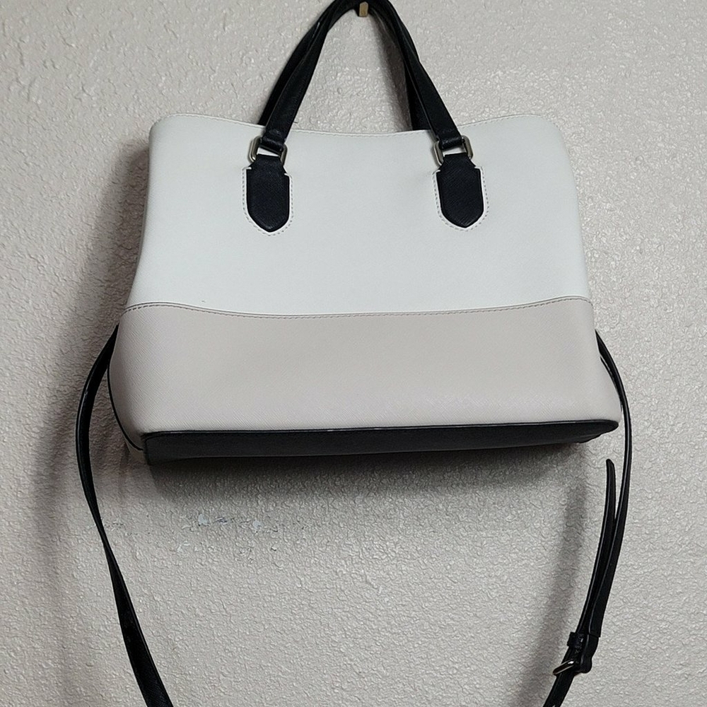 Kate Spade Evangelie Laurel Way Sachel Handbag Purse Beige Ecru Black Crossbody - Picture 2 of 12